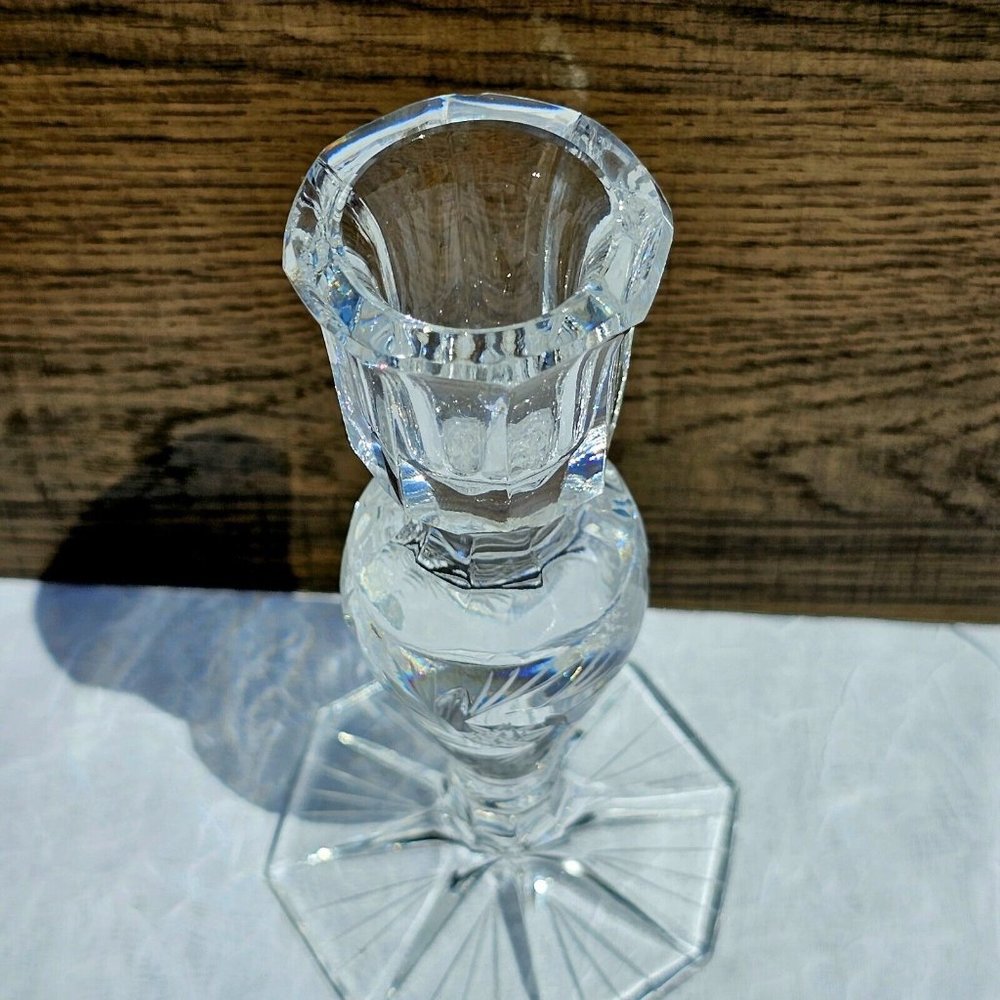 American Cut Crystal Eleanor Candlestick Candleholder stars American Brilliant - Picture 4 of 9